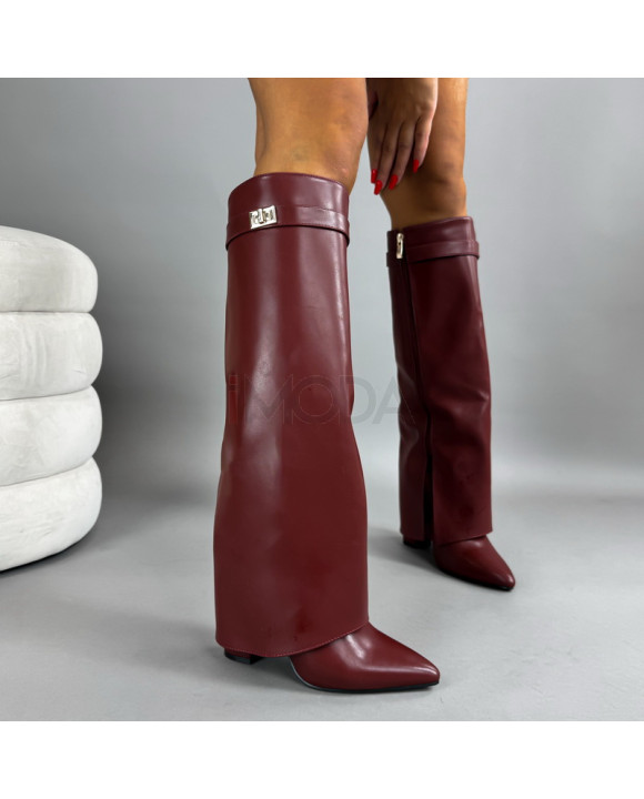 Bordové vysoké čižmy-321334-20