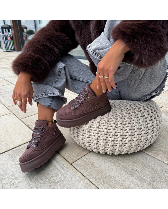 Tmavohnedé zateplené tenisky-322540-20