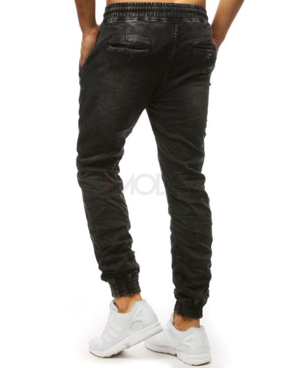 Pánske čierne rifle s gumičkou v páse-168934-20