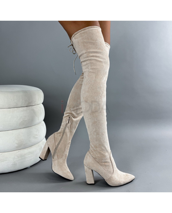 Béžové semišové čižmy-321103-20