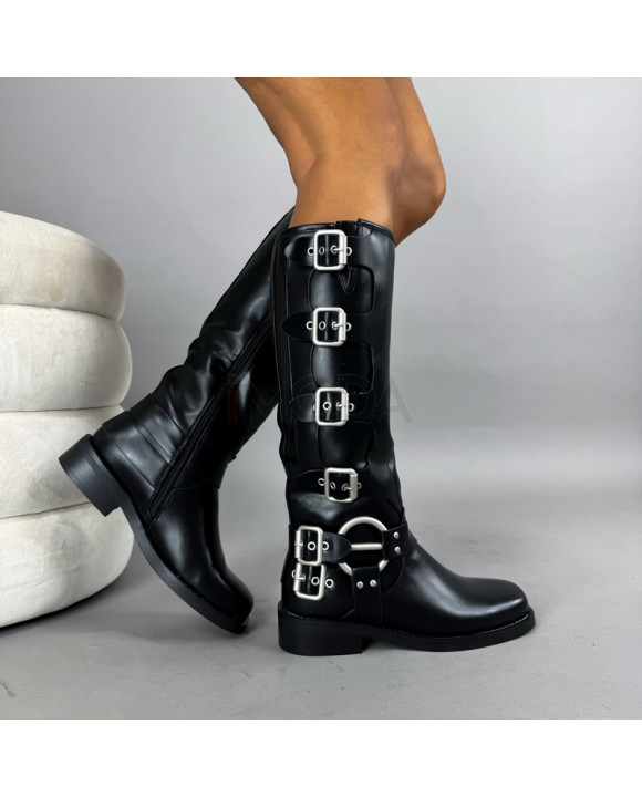 Čierne vysoké čižmy s prackami-322218-20