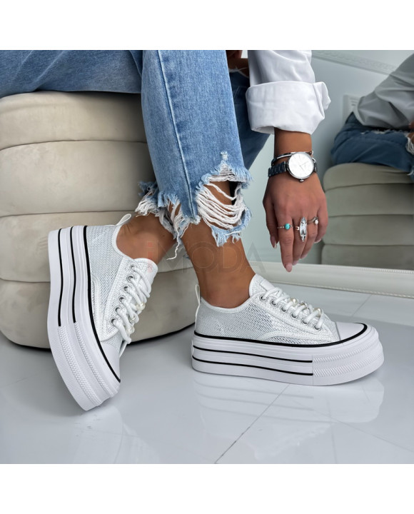Biele flitrované tenisky mna platforme-324977-20