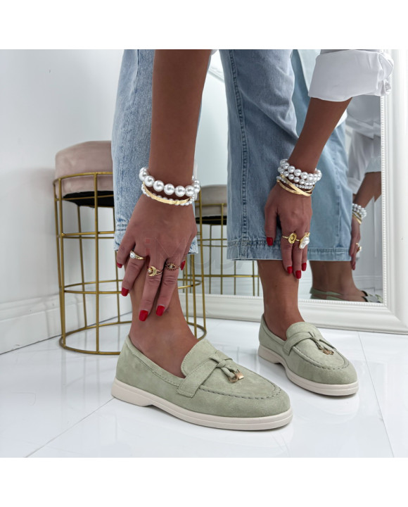 Svetlozelené semišové mokasíny-326343-20