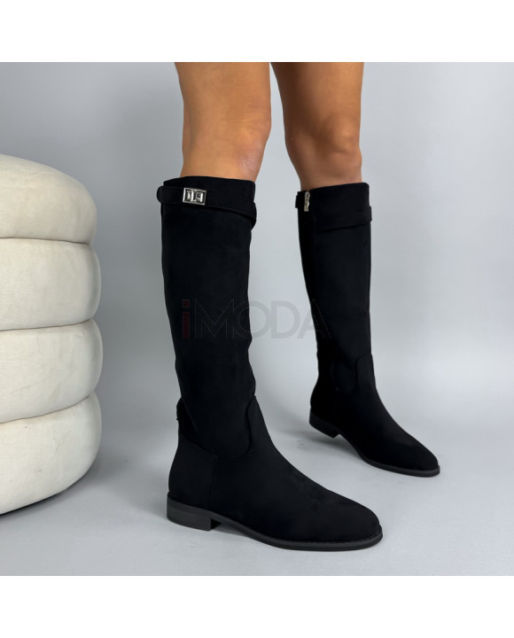 Čierne semišové vysoké čižmy-324242-20