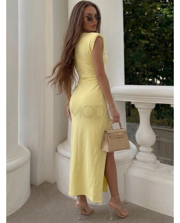 Žlté dlhé šaty s rozparkom-326276-20