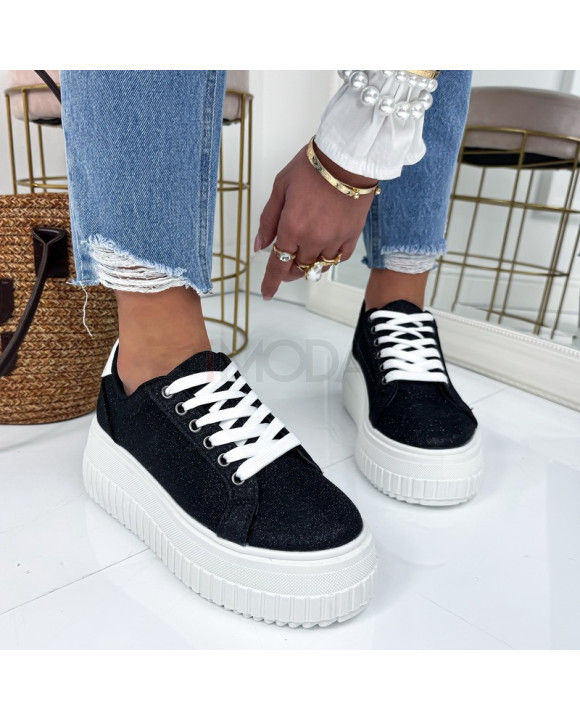 Čierne trblietavé tenisky-326058-20