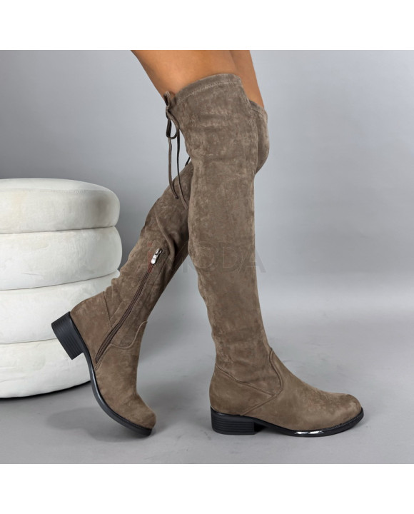 Hnedé semišové vysoké čižmy-322143-20
