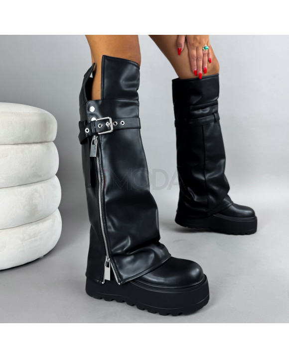 Čierne vysoké čižmy so zipsom-322136-20