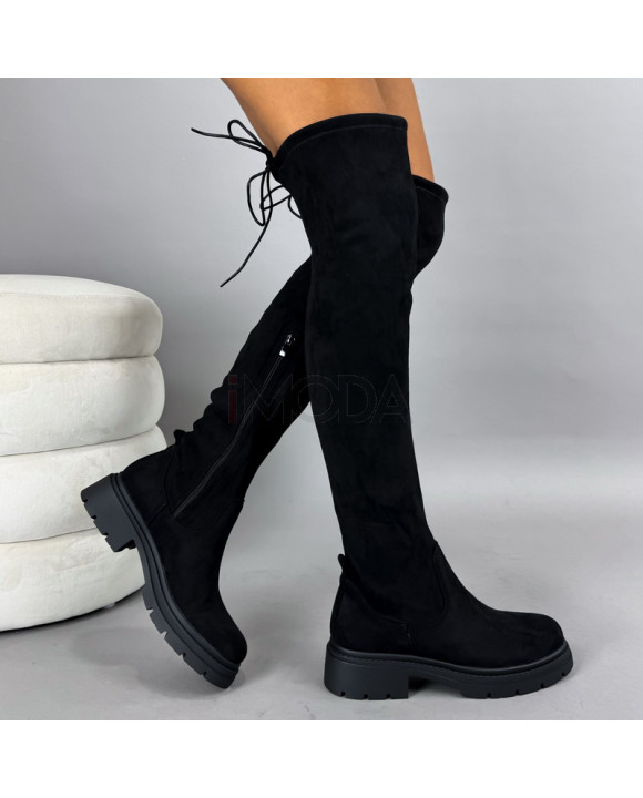Čierne semišové vysoké čižmy-322154-20