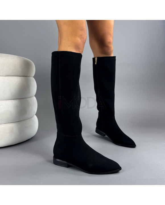 Čierne semišové vysoké čižmy-323243-20