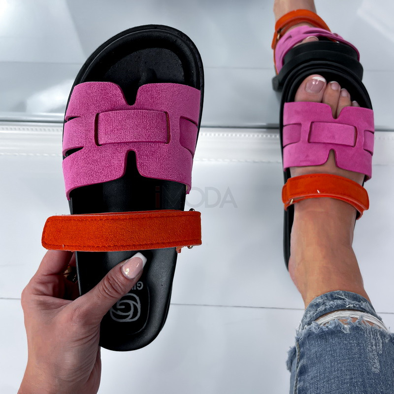 Fuchsiovo-oranžové šľapky-300704-34