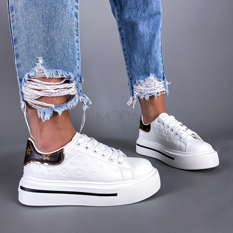 Biele štýlové tenisky s potlačou-260331-326