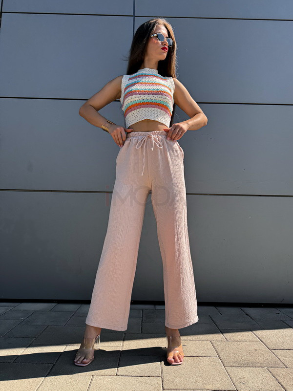 Béžové mušelínové nohavice-305783-38