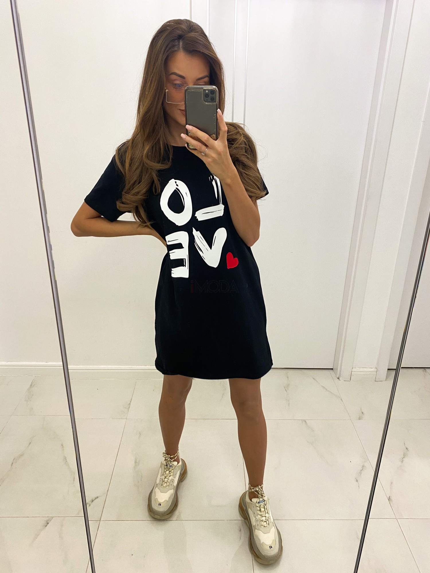 Čierne bavlnené šaty LOVE-238844-31