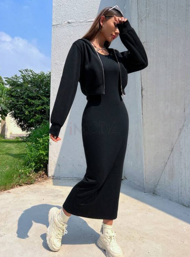 Čierny komplet šaty-mikina-296016-33
