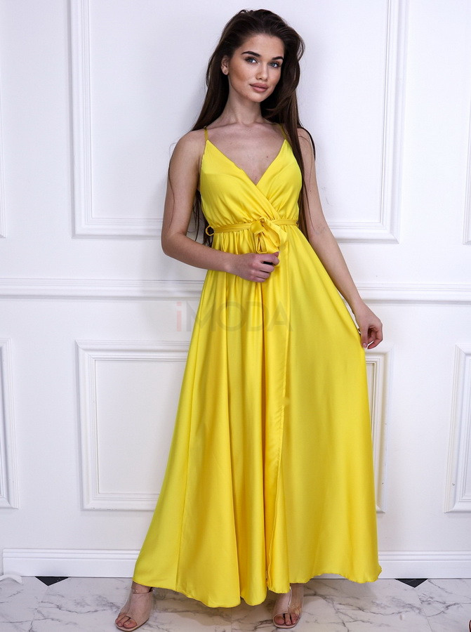 Žlté dlhé saténové šaty-237913-33