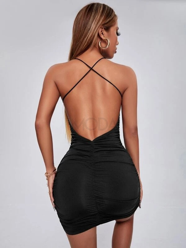 Čierne mini šaty s odhaleným chrbtom-283346-37