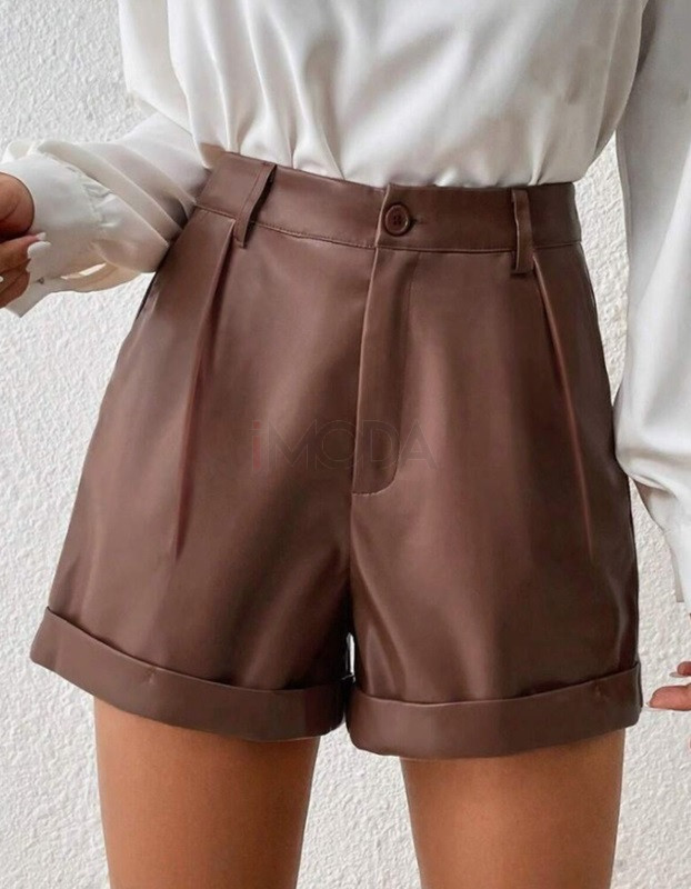 Hnedé koženkové kraťasy-299708-31