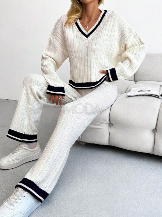 Biely pletený nohavicový komplet-310648-33