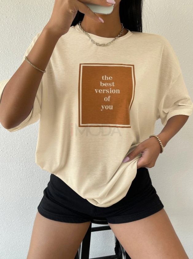 Béžové oversize tričko-304709-312