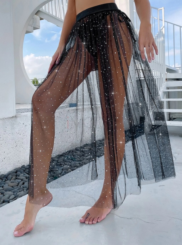 Čierna tylová sukňa s trblietkami-305142-32
