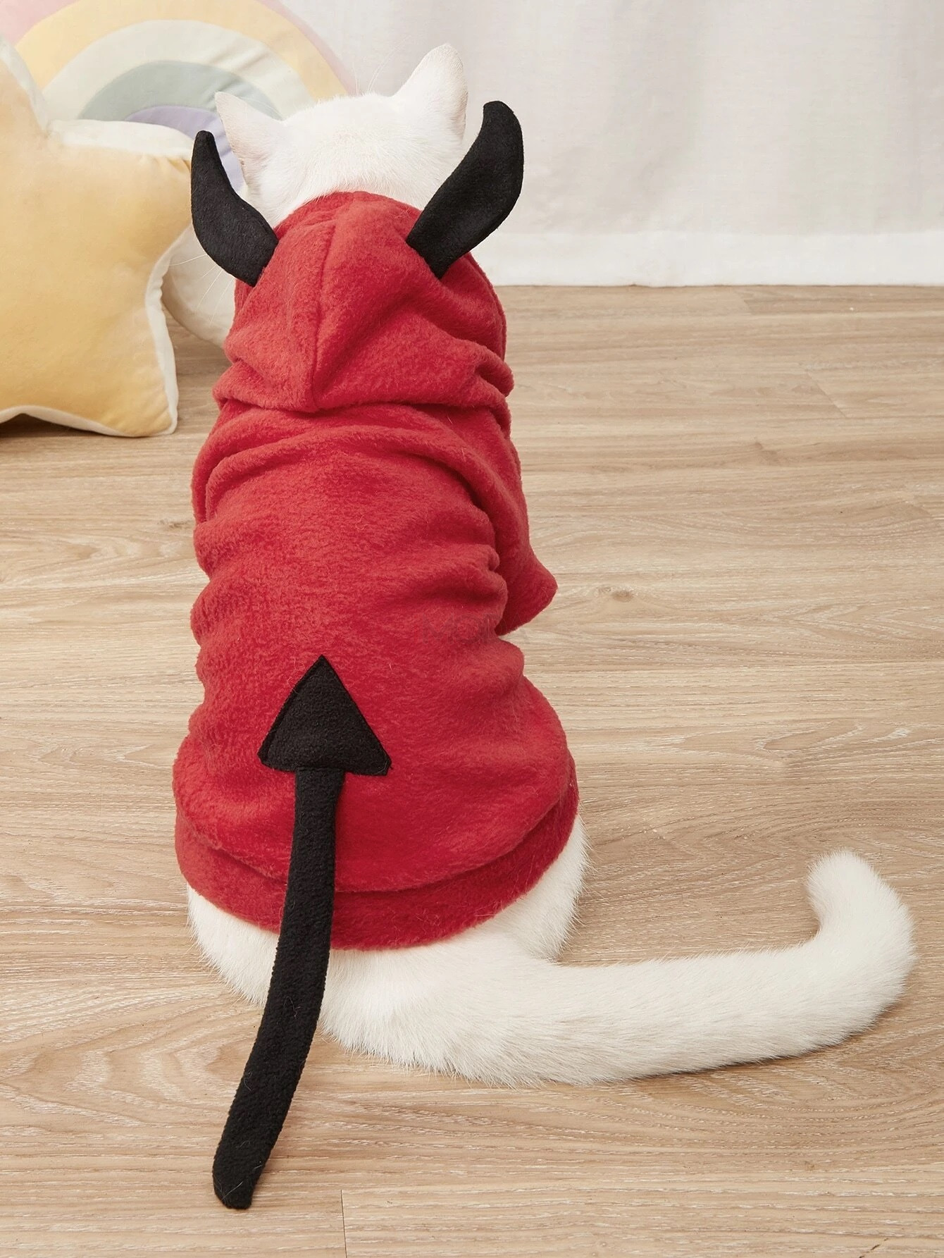 Červená mikina pre psa s kapucňou čert-275393-37