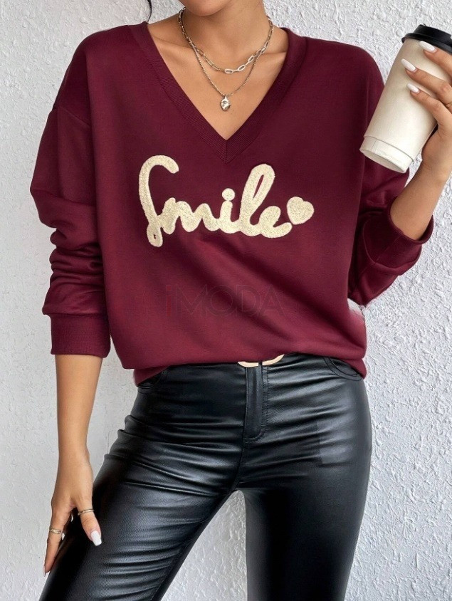Bordová mikina SMILE-312049-36