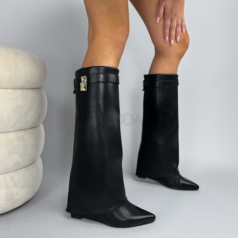 Čierne vsoké čižmy na platforme-324442-310