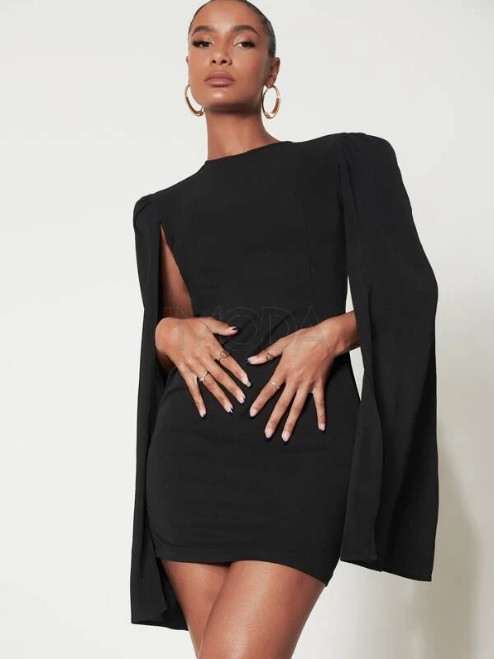 Čierne elegantné šaty s odhaleným chrbtom-270848-35