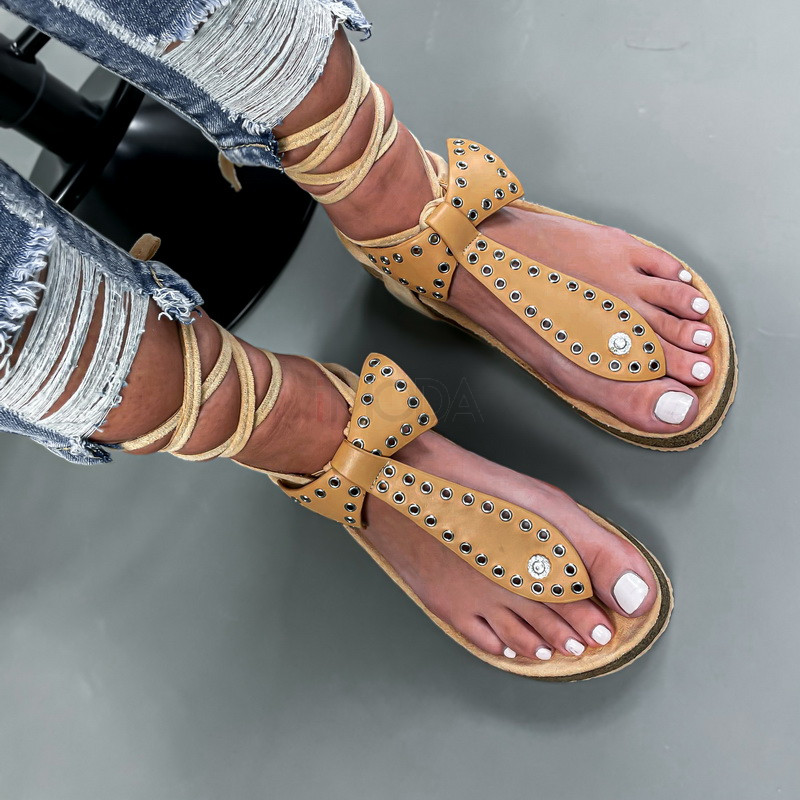 Béžové šnurovacie sandálky-237109-35