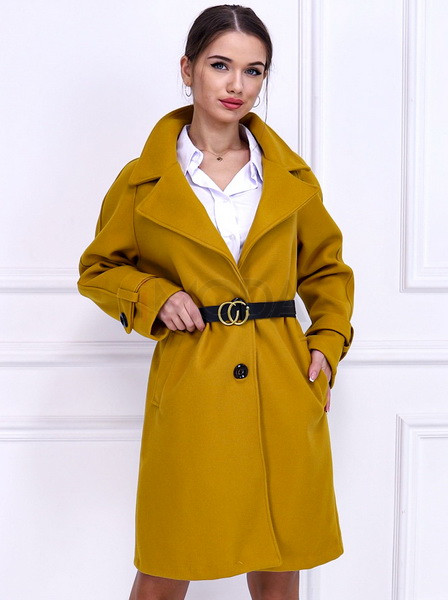 Horčicový elegantný kabát-255895-33