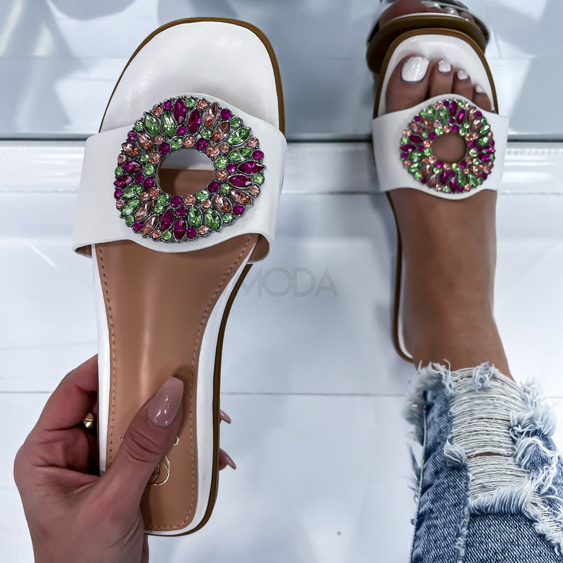Biele šľapky s farebnými kamienkami-282136-36