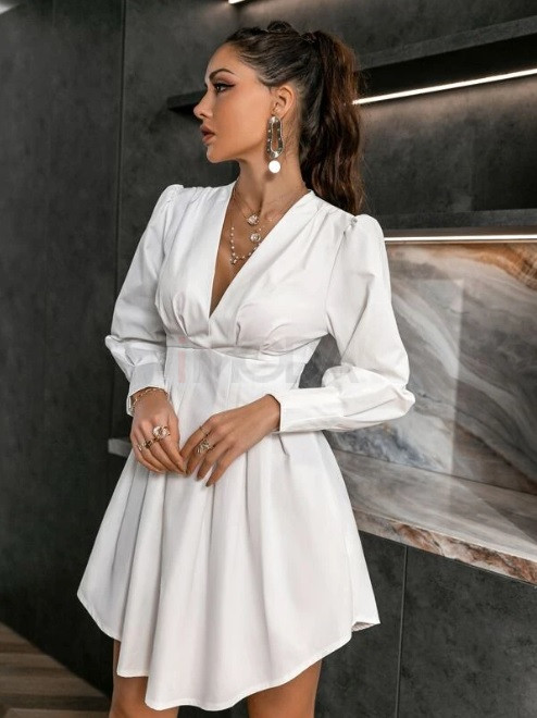 Biele šaty s dlhým rukávom-282859-33