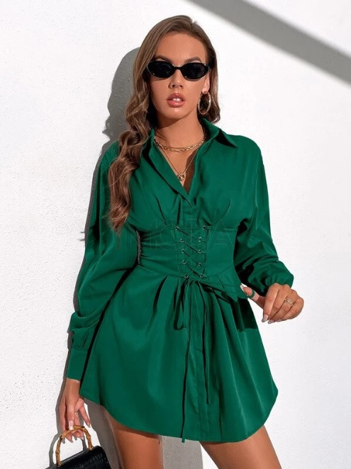 Dámske zelené šaty s viazaním-283022-322