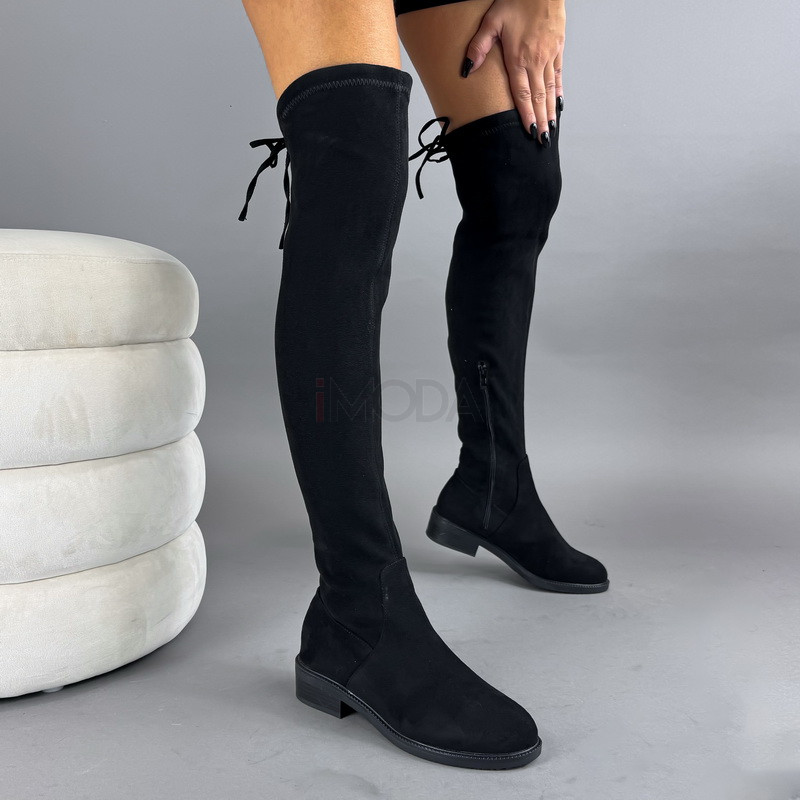 Čierne semišové vysoké čižmy-323447-37
