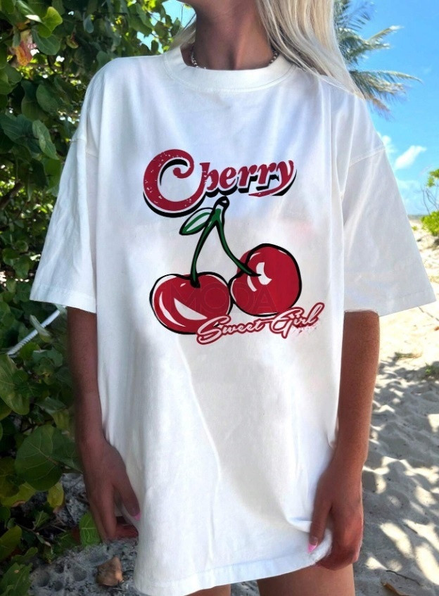 Biele tričko oversize CHERRY-307711-34