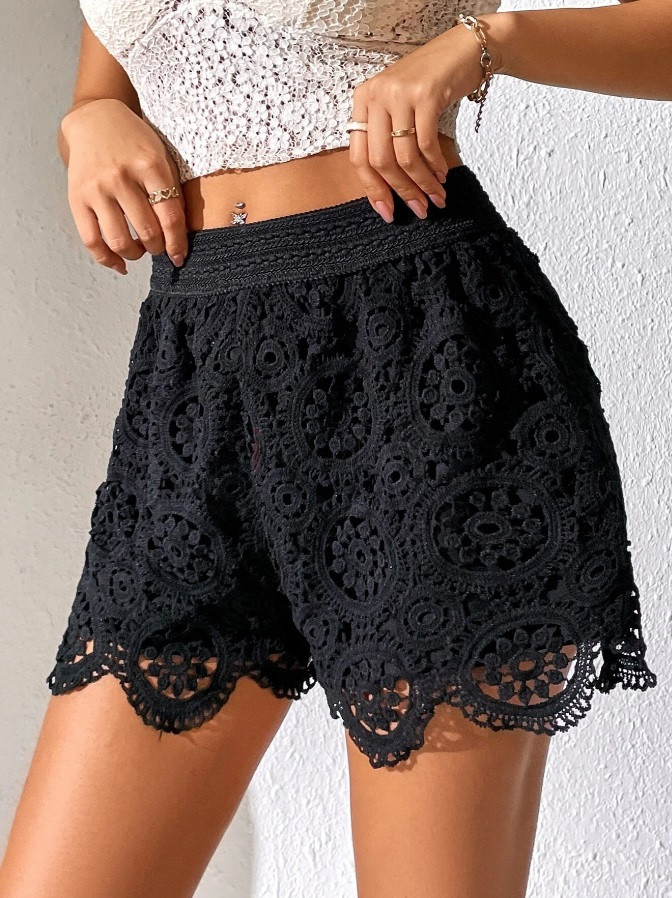 Čierne čipkované kraťasy-306040-34