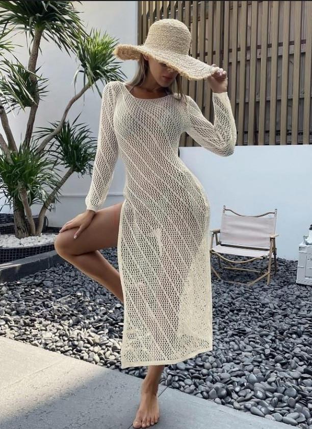 Béžové dlhé šaty na pláž-301914-32