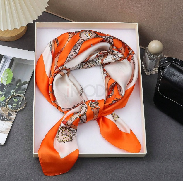 Oranžová vzorovaná šatka-306645-37