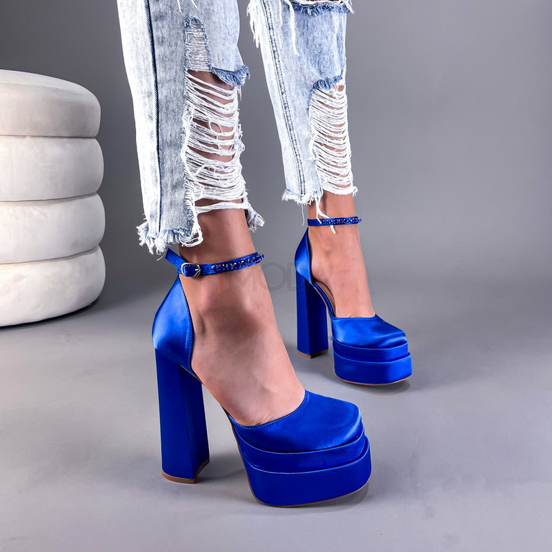 Modré sandále na vysokej platforme-270077-32