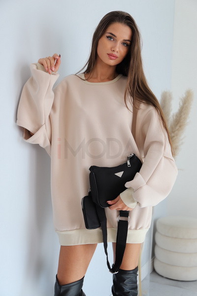 Béžová predĺžená oversize mikina-276712-38