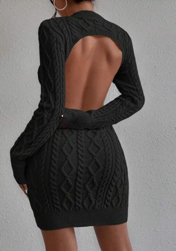 Čierne pletené šaty s odhaleným chrbtom-296866-32