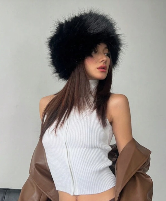 Čierna kožušinová čelenka-297538-31