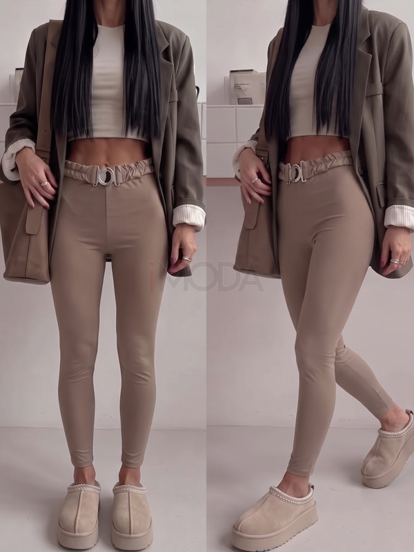 Svetlohnedé LEGGINS s opaskom-330584-33