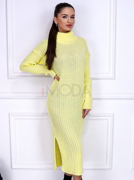 Žlté pletené dlhé šaty-255815-31