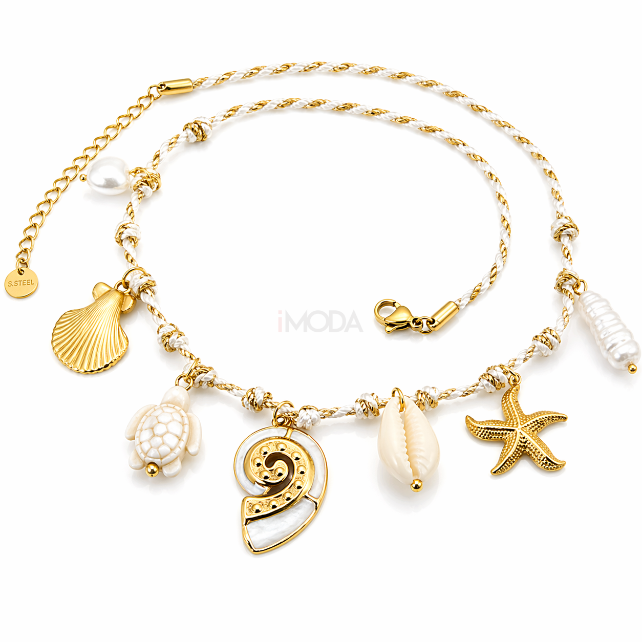 Dámsky oceľový náhrdelník s príveskami-321595-36
