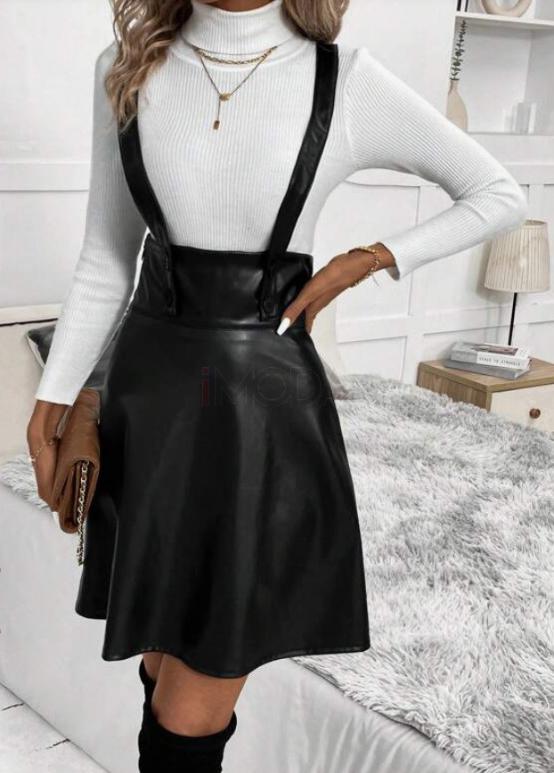 Čierna koženková sukňa na traky-296932-33