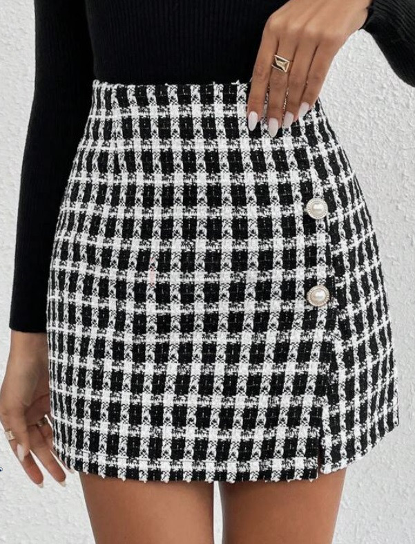 Čierno-biela károvaná sukňa-297146-33