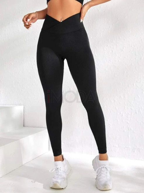 Čierne vrúbkované push-up legíny-282188-35