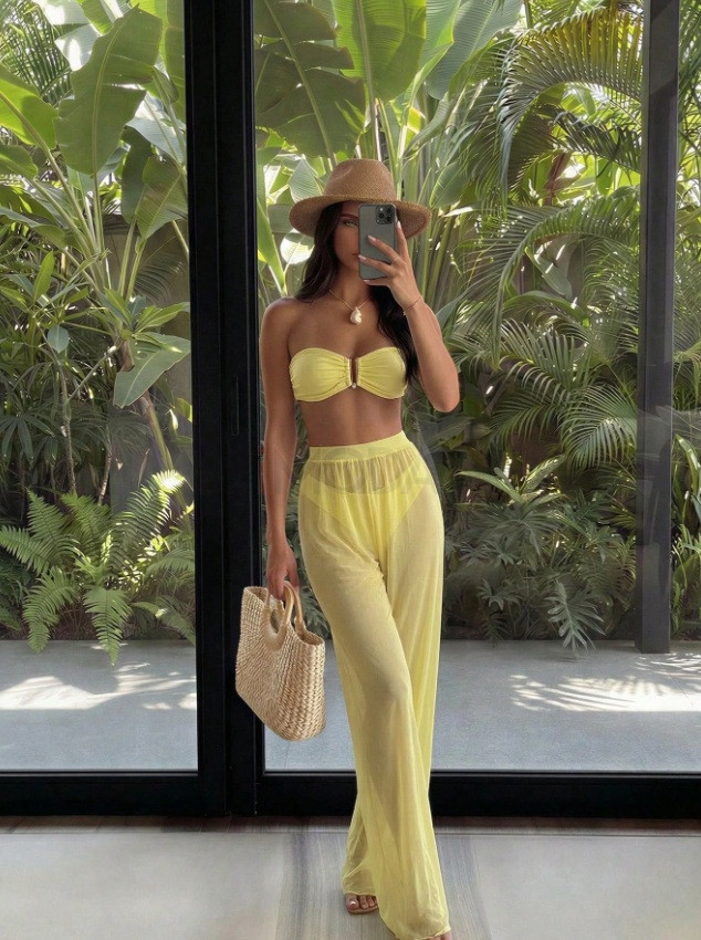 Žltý trojdielny plavkový set-327521-33